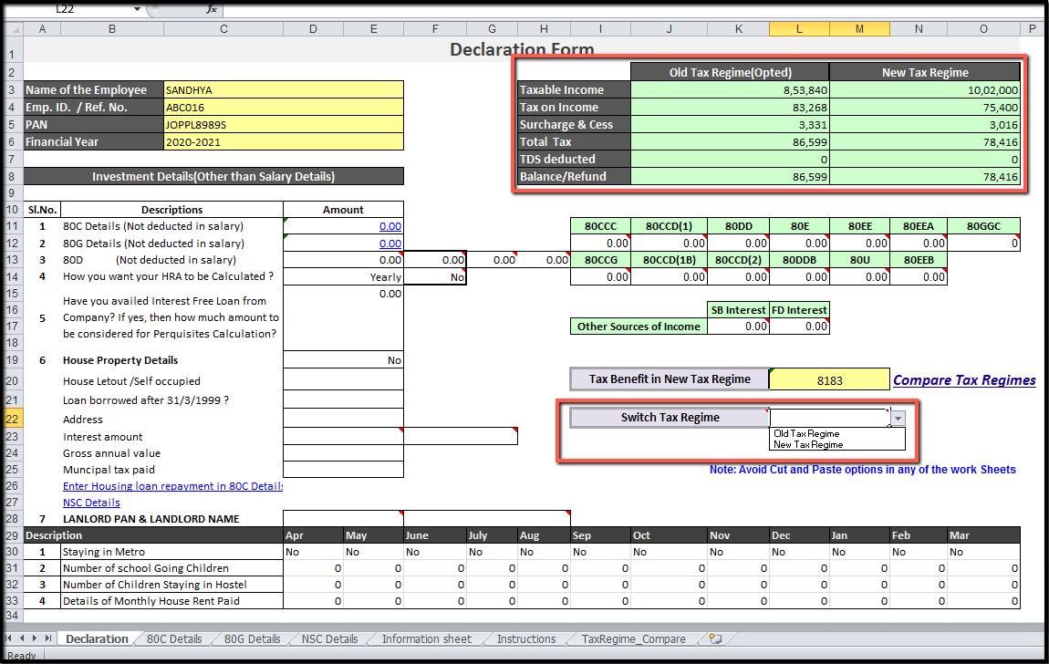 new-tax-regime-in-saral-paypack-detail-process